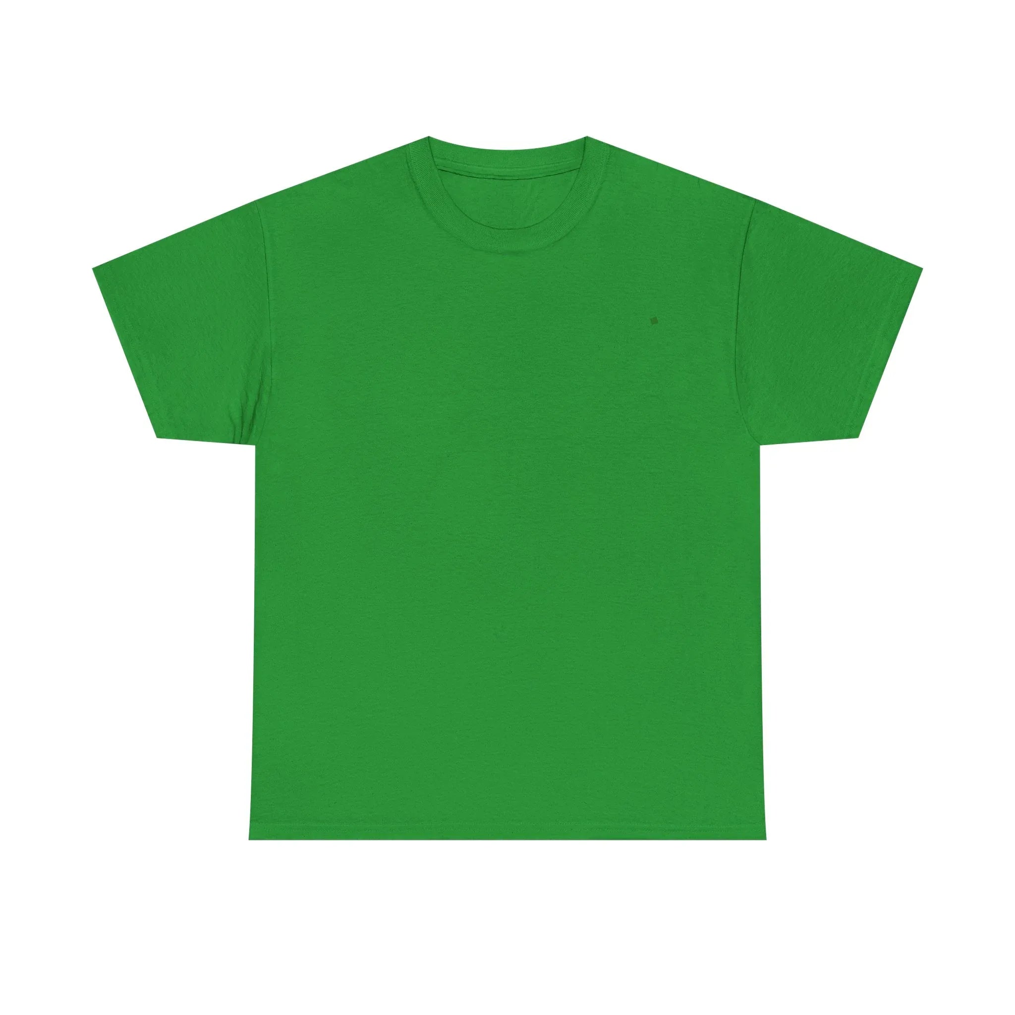 Bright green heavy cotton T-shirt with crew neck and short sleeves, unisex fit.