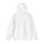 White pullover hoodie with attached hood and long sleeves