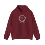 Garnet personalised couples hoodie with front pouch pocket and honeymoon wreath print