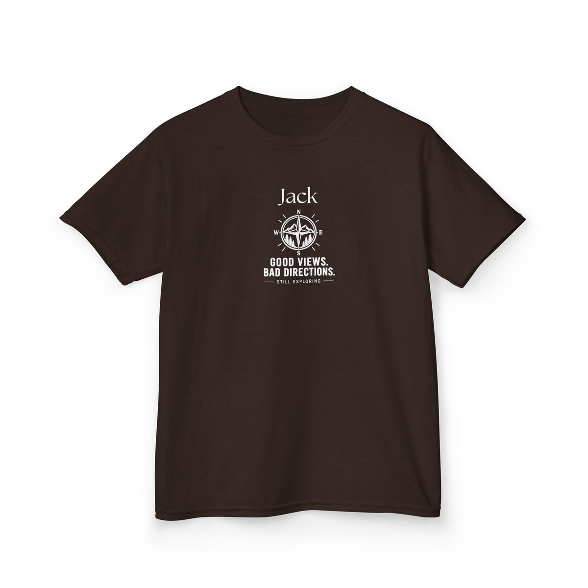 Kids' Adventure T-Shirt — Compass Design "Good Views, Bad Directions"