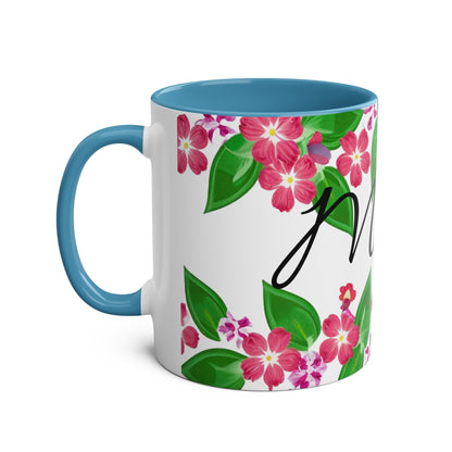 Two-Tone Floral MUM Coffee Mugs, 11oz