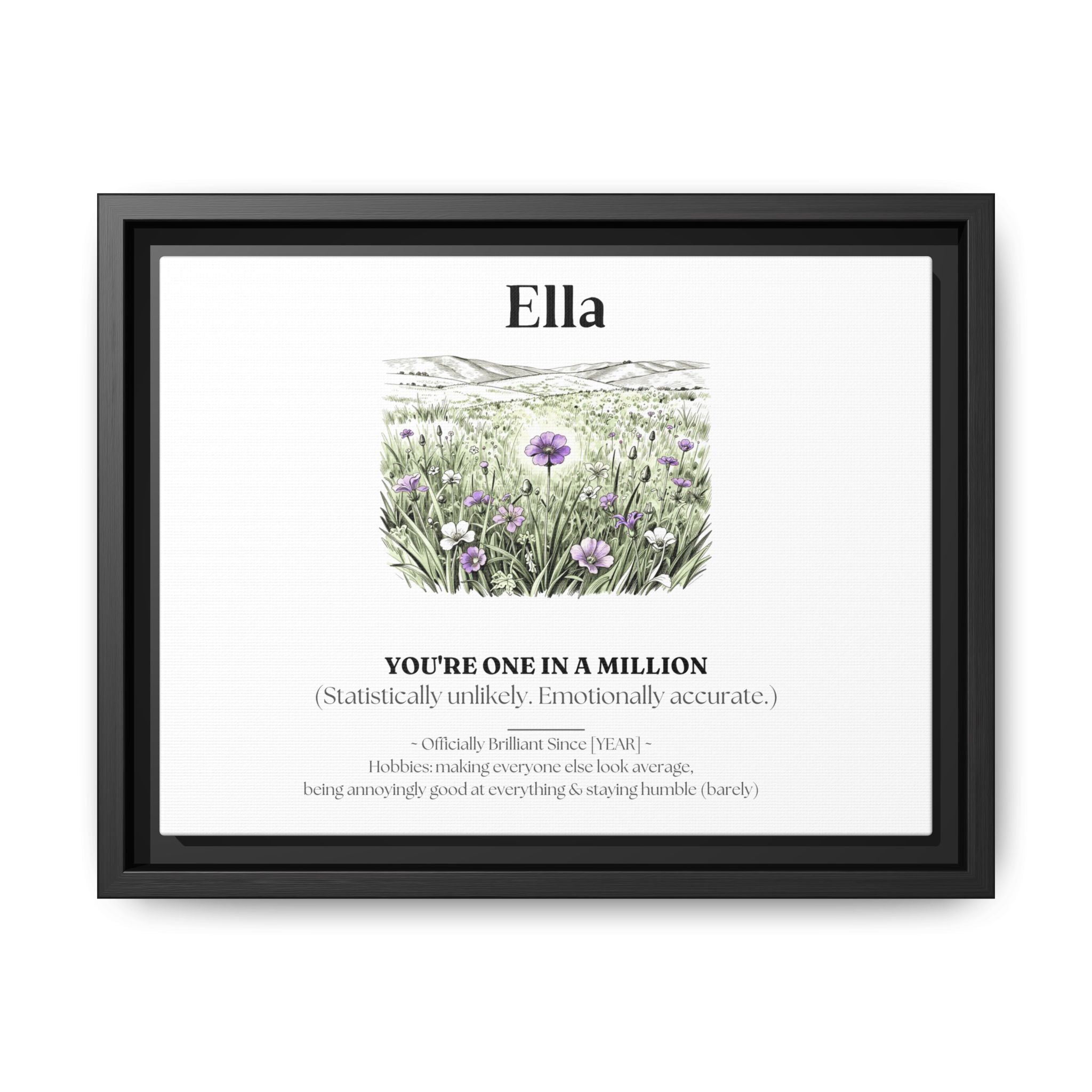 Personalised Wildflower Name Canvas Print — You're One in a Million - AlleyCrafters