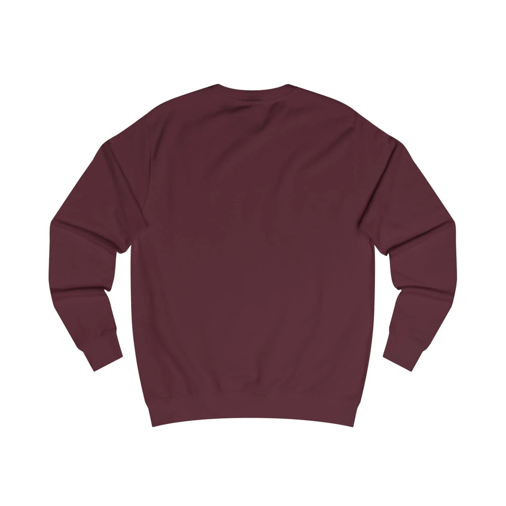 Burgundy crewneck birthday sweatshirt with printed “This is my BIRTHDAY shirt”