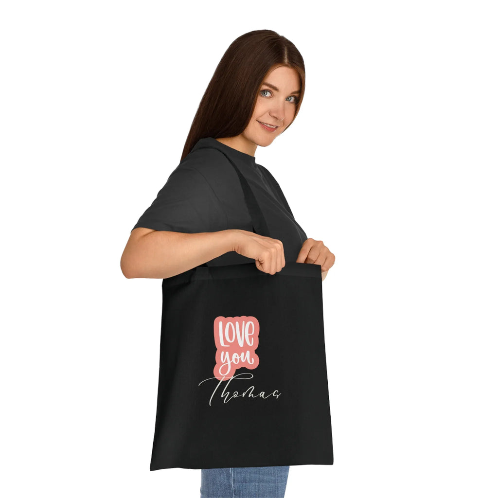 Love You Personalised Tote Bag | Add Any Name | Romantic Cotton Shopper - Alley Crafters