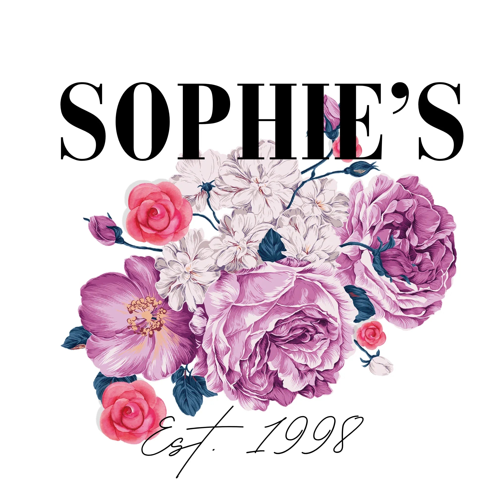 Personalised Floral Tote Bag | Custom Name, Text & Date | Choose Rose Colours | Eco Gift - Alley Crafters