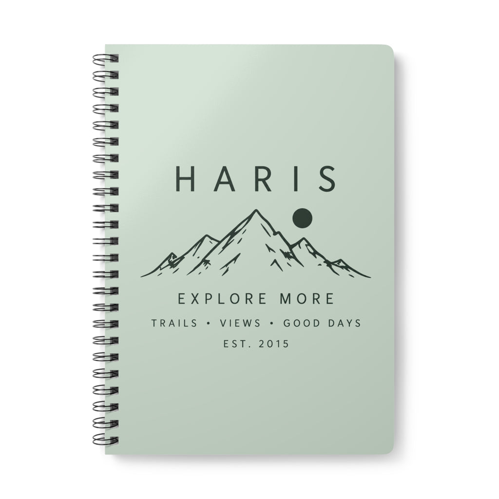 Personalised Explore More Mountain A5 Wirobound Notebook — Nature Adventure Journal