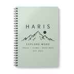 Personalised Explore More Mountain A5 Wirobound Notebook — Nature Adventure Journal