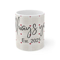 Anniversary mug in white with red hearts and 'Always you' script, 'Est. 2025' centered