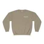 Personalised sweatshirt in light khaki with front text "SISTER" and small Est date