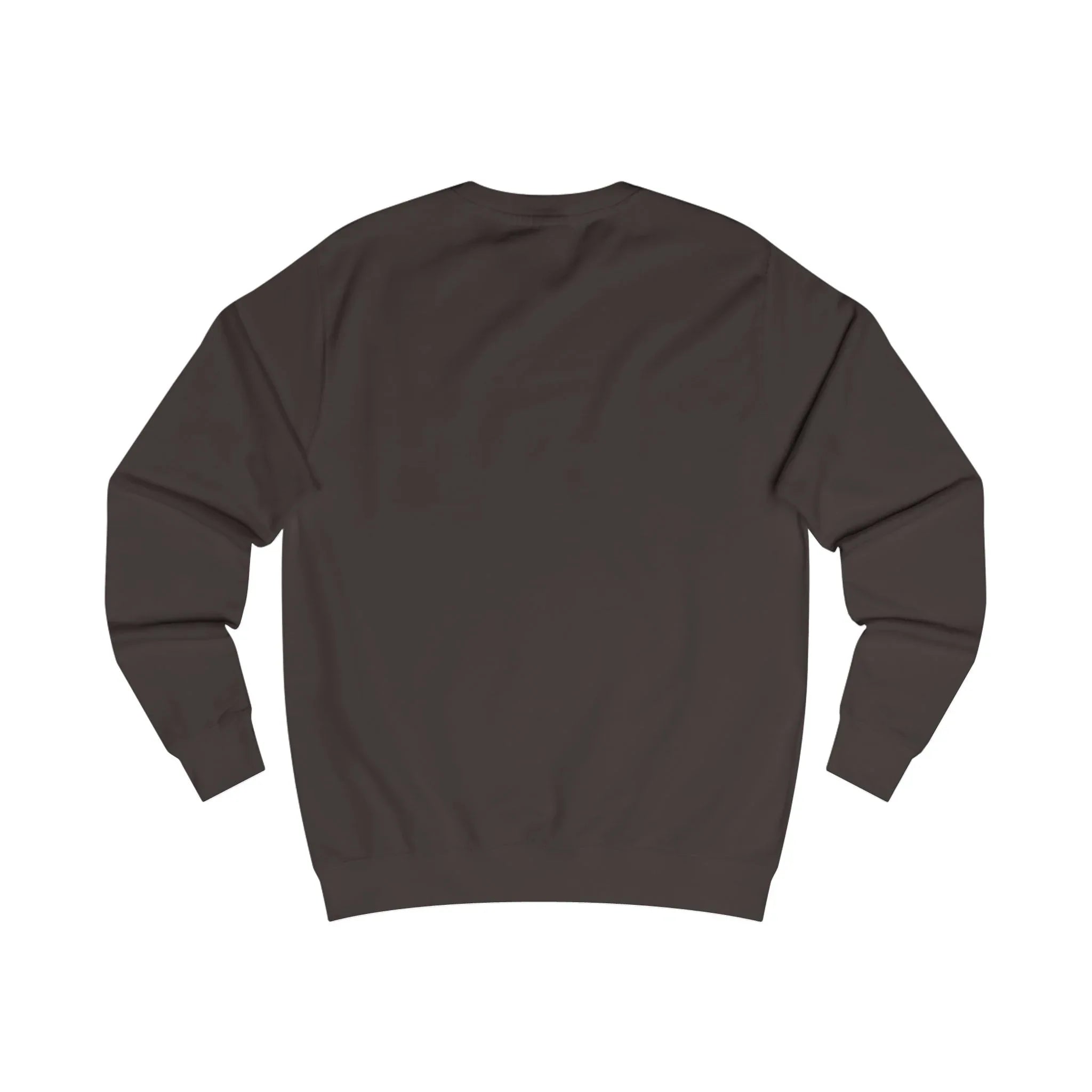 Dark brown sweatshirt back view, plain