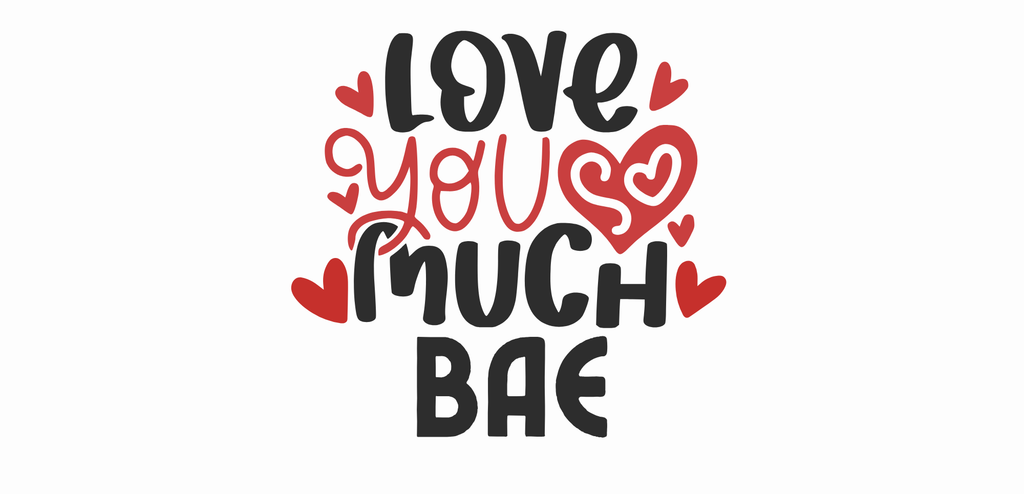 Printed tote bag design with hearts and text, name BAE