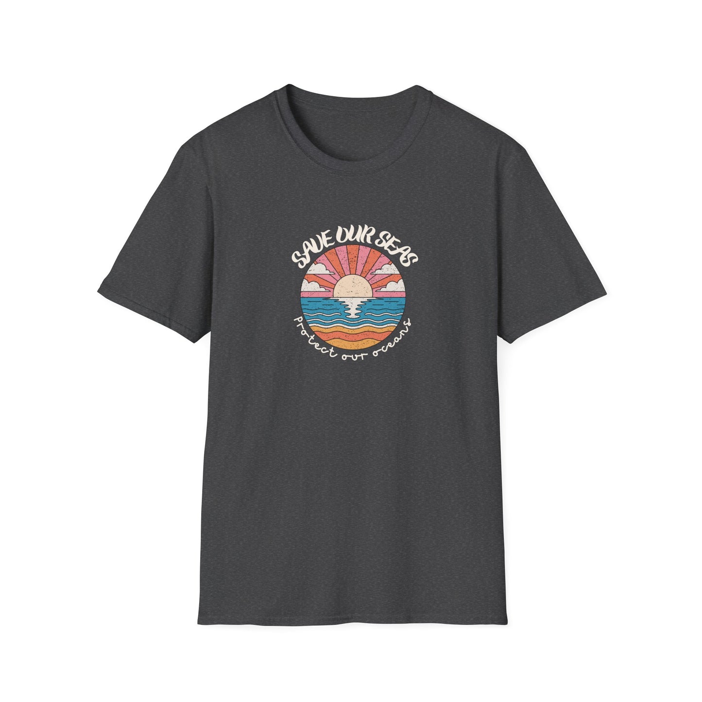 Save Our Seas T-Shirt | Retro Sunset Ocean Conservation Tee UK