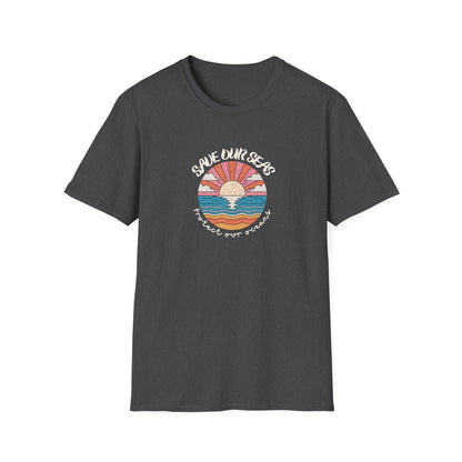 Save Our Seas T-Shirt | Retro Sunset Ocean Conservation Tee UK