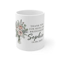 Personalised Bridesmaid Thank You Mug — Floral Name & Date Coffee Cup