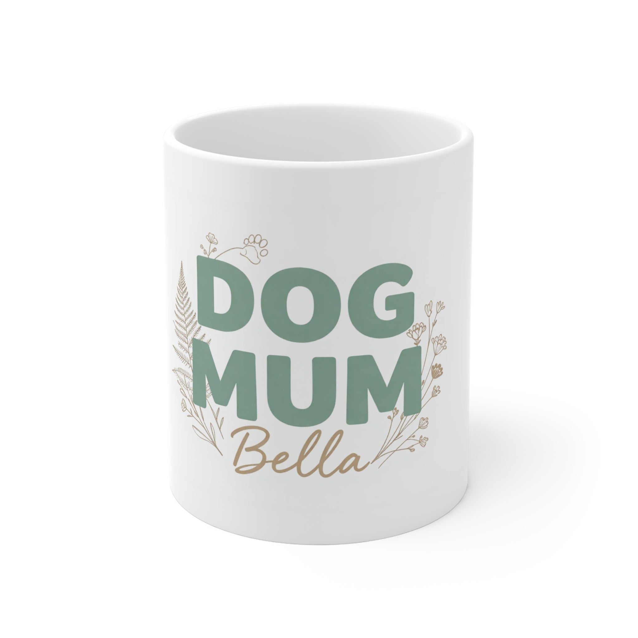 Personalised Dog Mum Mug — Custom Name Floral Coffee Cup Gift