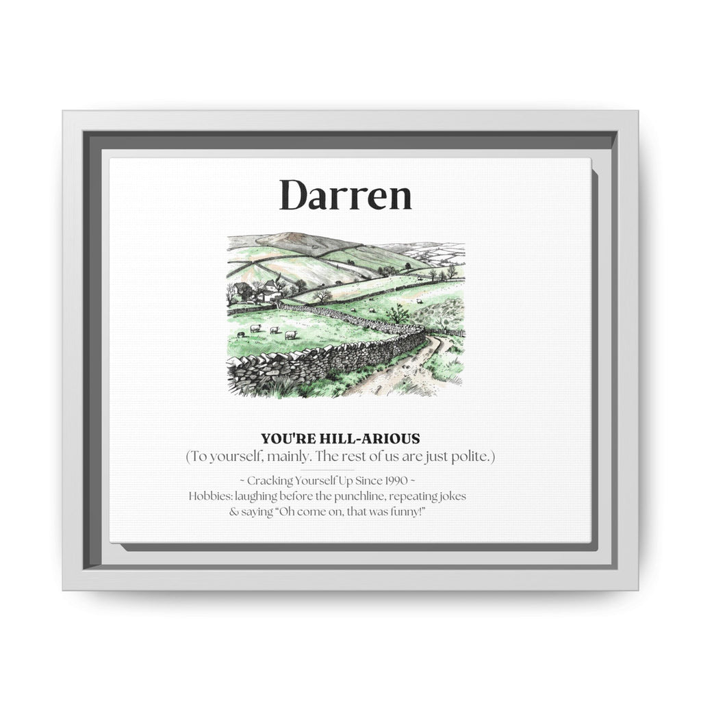 Personalised Framed Canvas Print — Funny Hill-Arrious Poem Art - AlleyCrafters