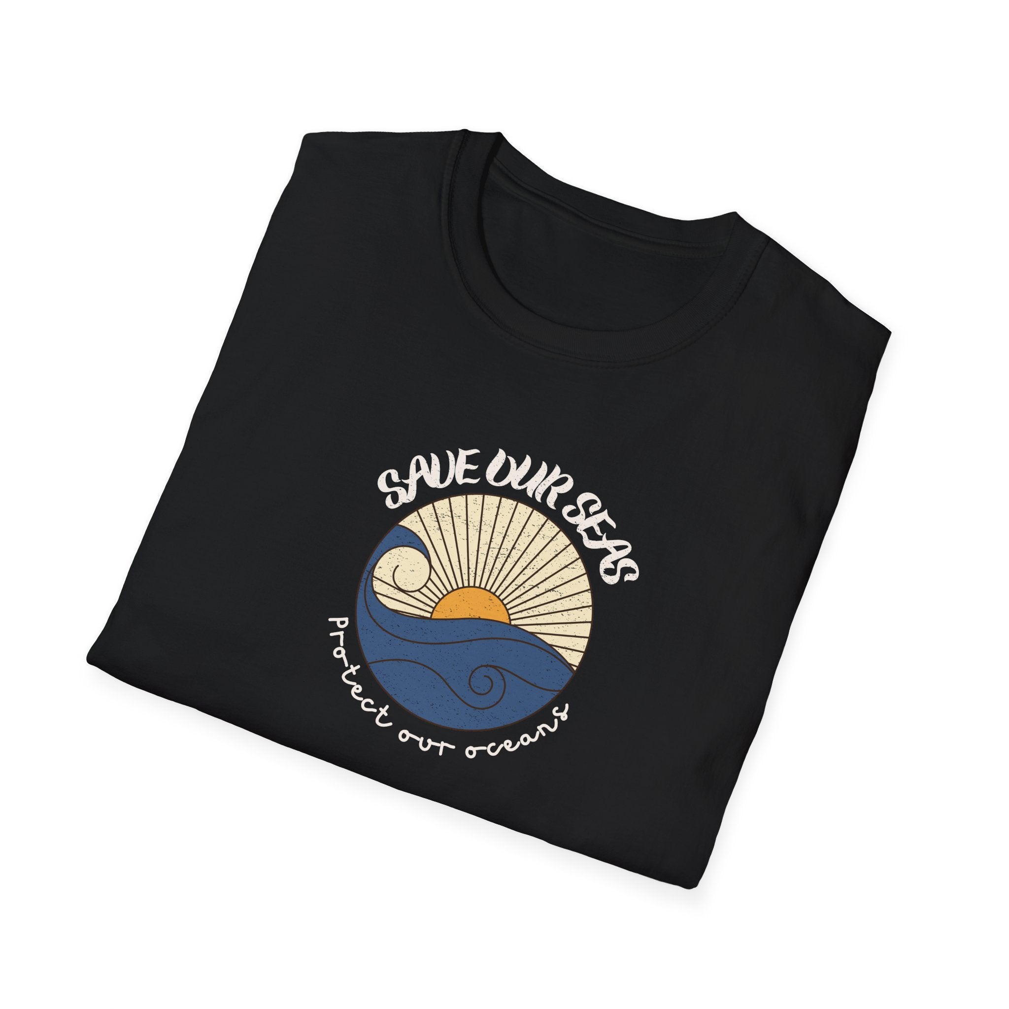 Save Our Seas T-Shirt | Retro Wave Ocean Conservation Tee UK - AlleyCrafters