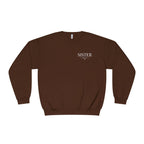 Personalised sweatshirt in brown with front text "SISTER" and small Est date