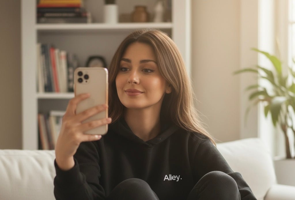 Alley. Minimalist Chest Logo Hoodie — Lightweight White Pullover - AlleyCrafters