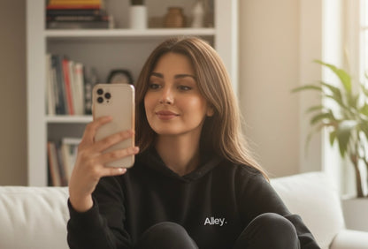 Alley. Minimalist Chest Logo Hoodie — Lightweight White Pullover