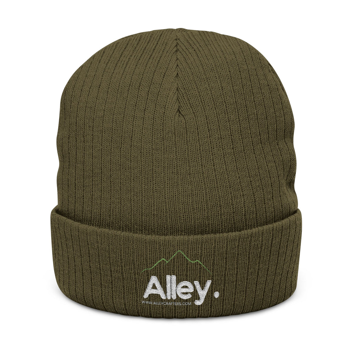 Embroidered 'Alley.' Ribbed Knit Beanie — Thick Fleece-Lined Winter Hat