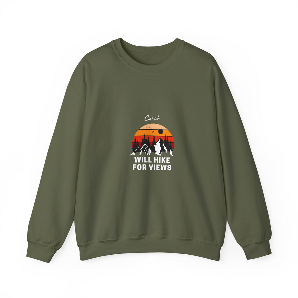 Personalised Will Hike for Views Hiking Sweatshirt