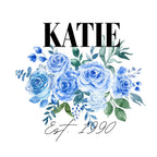 Personalised Floral Tote Bag | Custom Name, Text & Date | Choose Rose Colours | Eco Gift - Alley Crafters