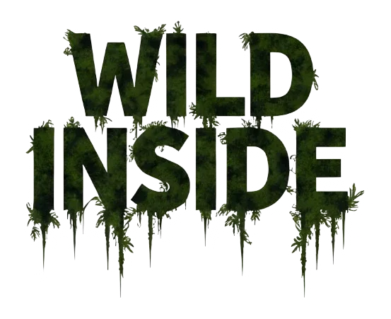 Wild Inside typography graphic with green drips on distressed white background