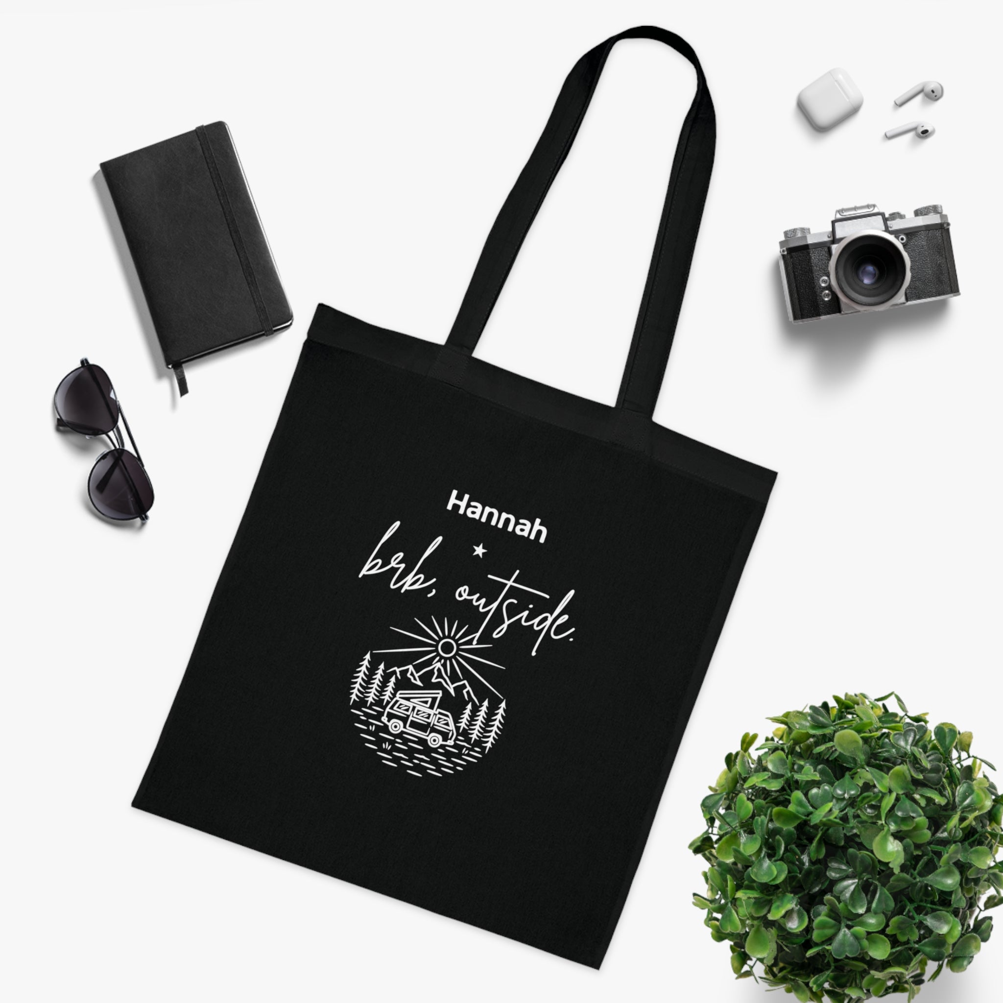 Personalised 'BRB, Outside' Tote Bag — Custom Name Nature Illustration