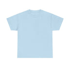 Light blue heavy cotton T-shirt with crew neck and short sleeves, unisex fit.