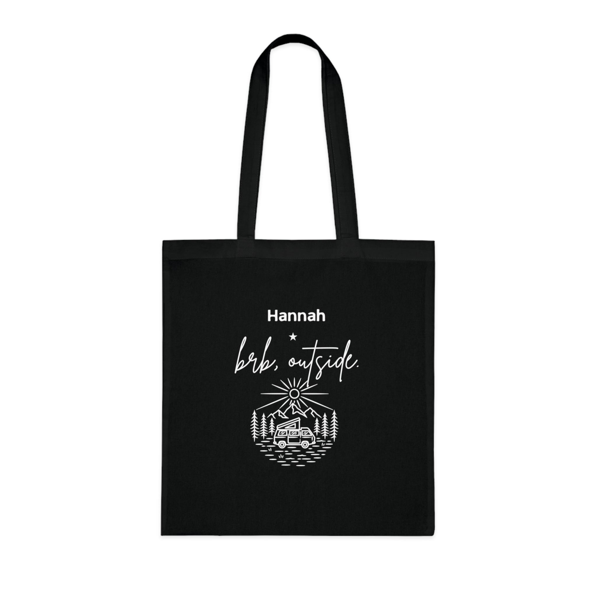 Personalised 'BRB, Outside' Tote Bag — Custom Name Nature Illustration