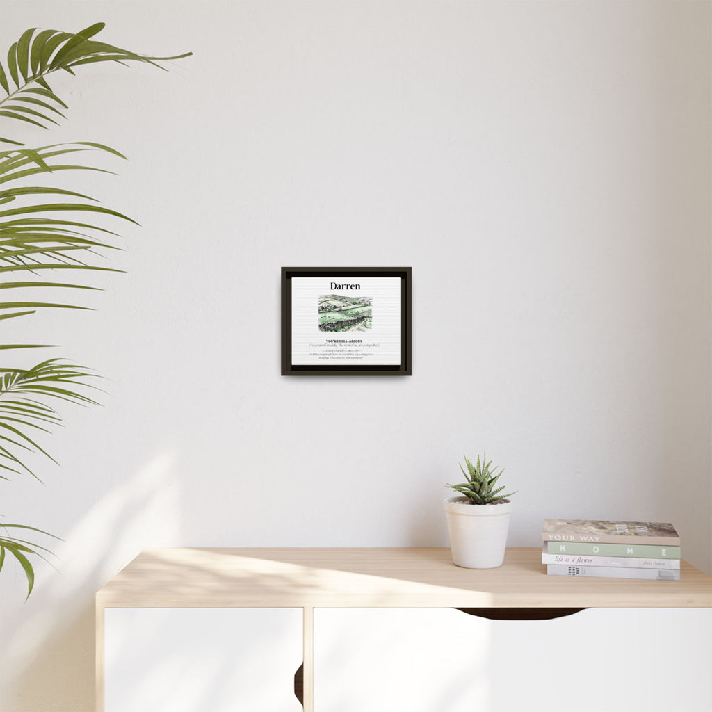 Personalised Framed Canvas Print — Funny Hill-Arrious Poem Art - AlleyCrafters