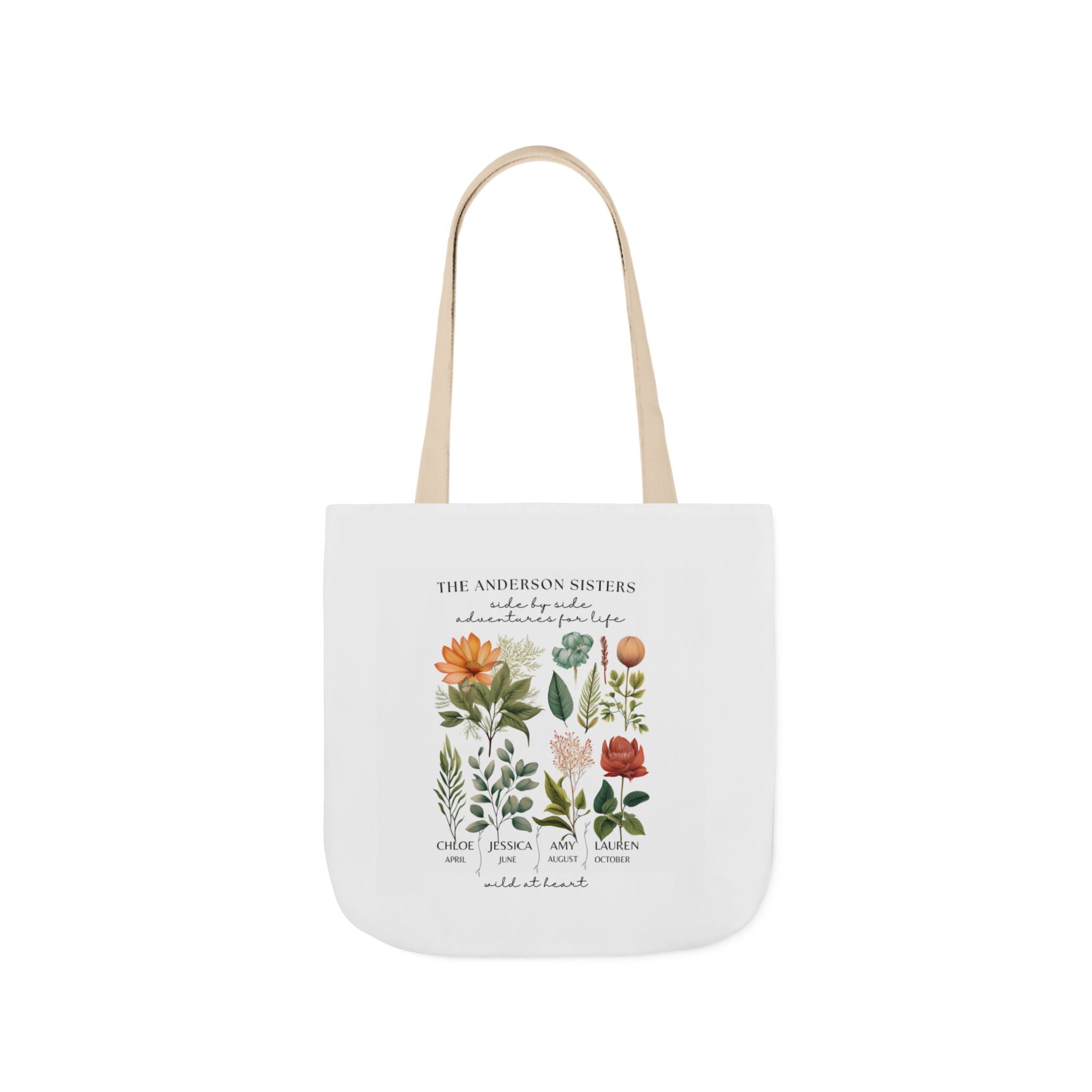 Botanical Family Name Canvas Tote - Personalized Floral Garden Tote Bag