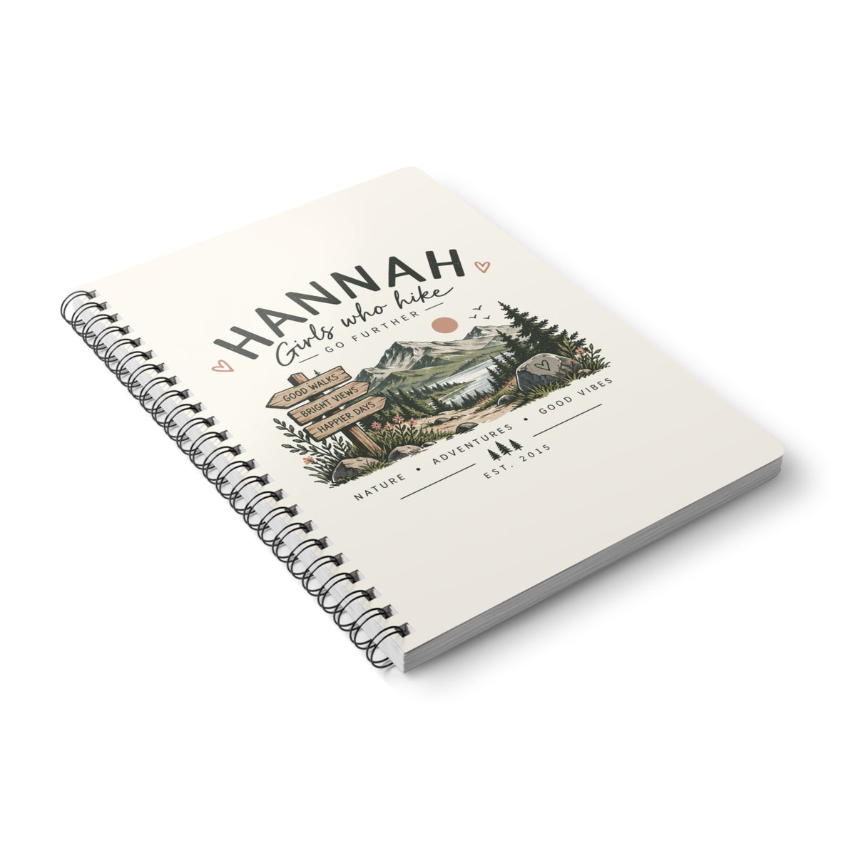 Personalised Girls Who Hike A5 Wirobound Notebook — Nature Adventure Journal