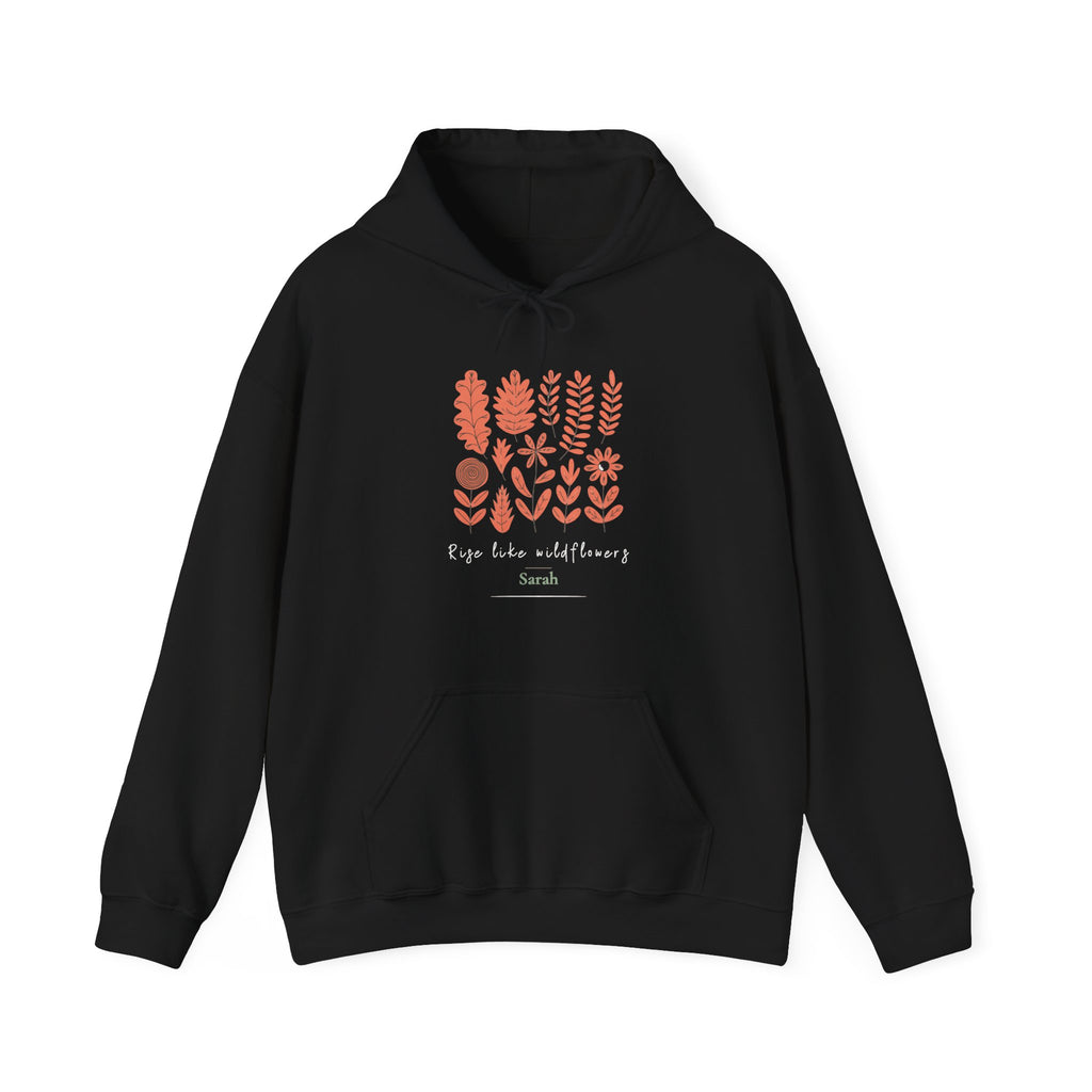 Personalised Rise Like Wildflowers Hoodie, Navy or Black