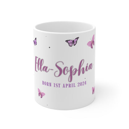 Personalised Butterfly Mug — Custom Name & Date Gift