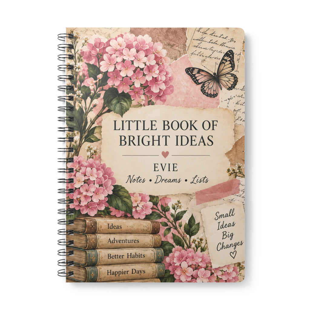 Little Book of Bright Ideas — A5 Lined Notebook with Vintage Floral Cover