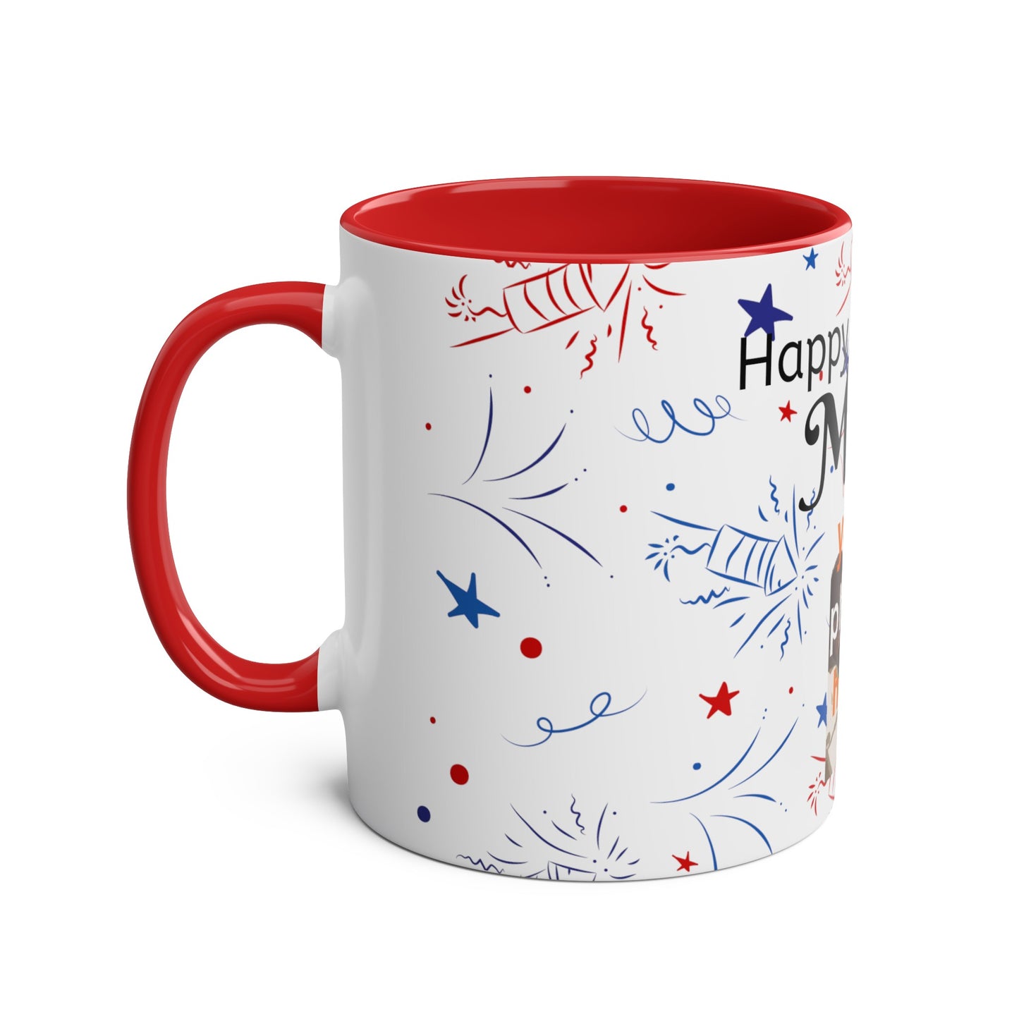 Happy birthday personalised photo and name Two-Tone Coffee Mugs, 11oz