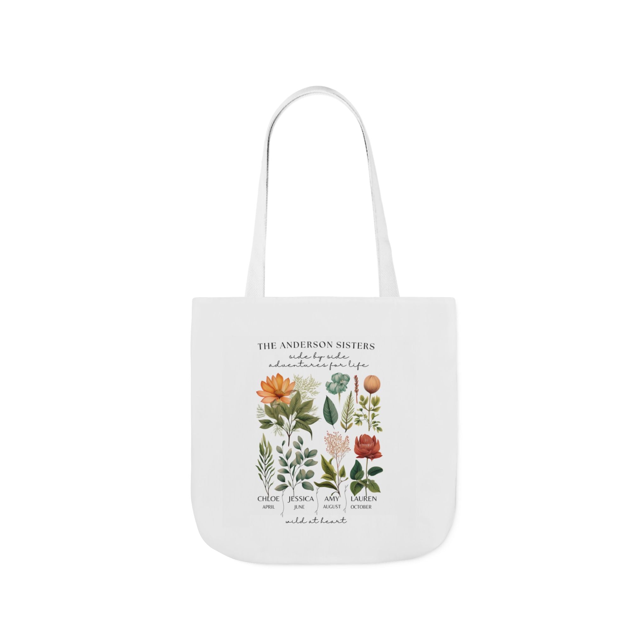 Botanical Family Name Canvas Tote - Personalized Floral Garden Tote Bag
