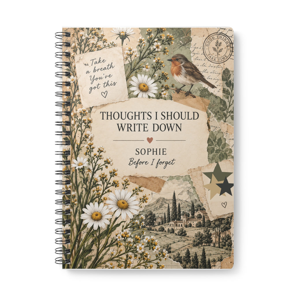 Thoughts I Should Write Down — Personalised A5 Floral Notebook