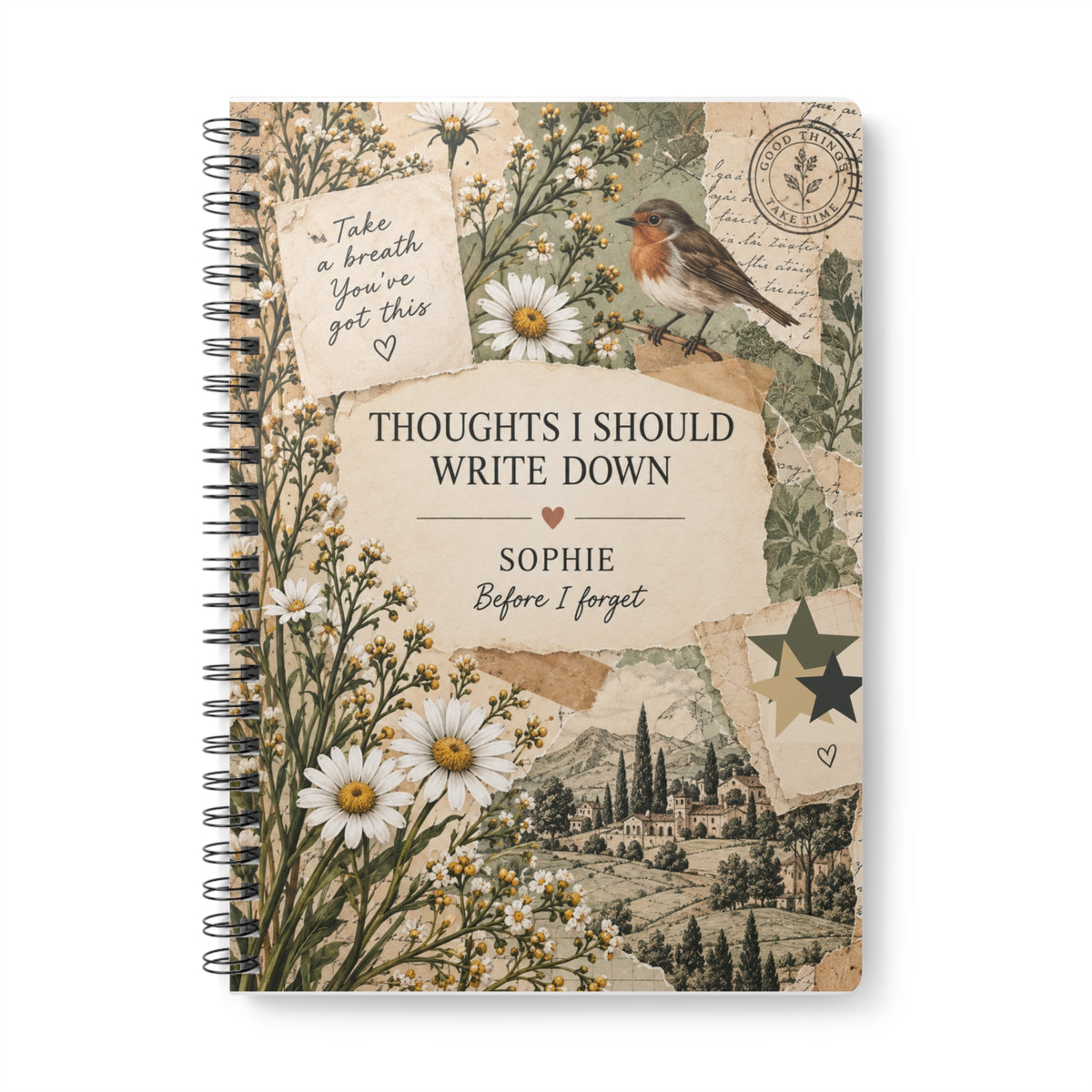 Thoughts I Should Write Down — Personalised A5 Floral Notebook