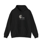 Black lion graphic hoodie with front kangaroo pocket and drawstring hood, “stay humble” print