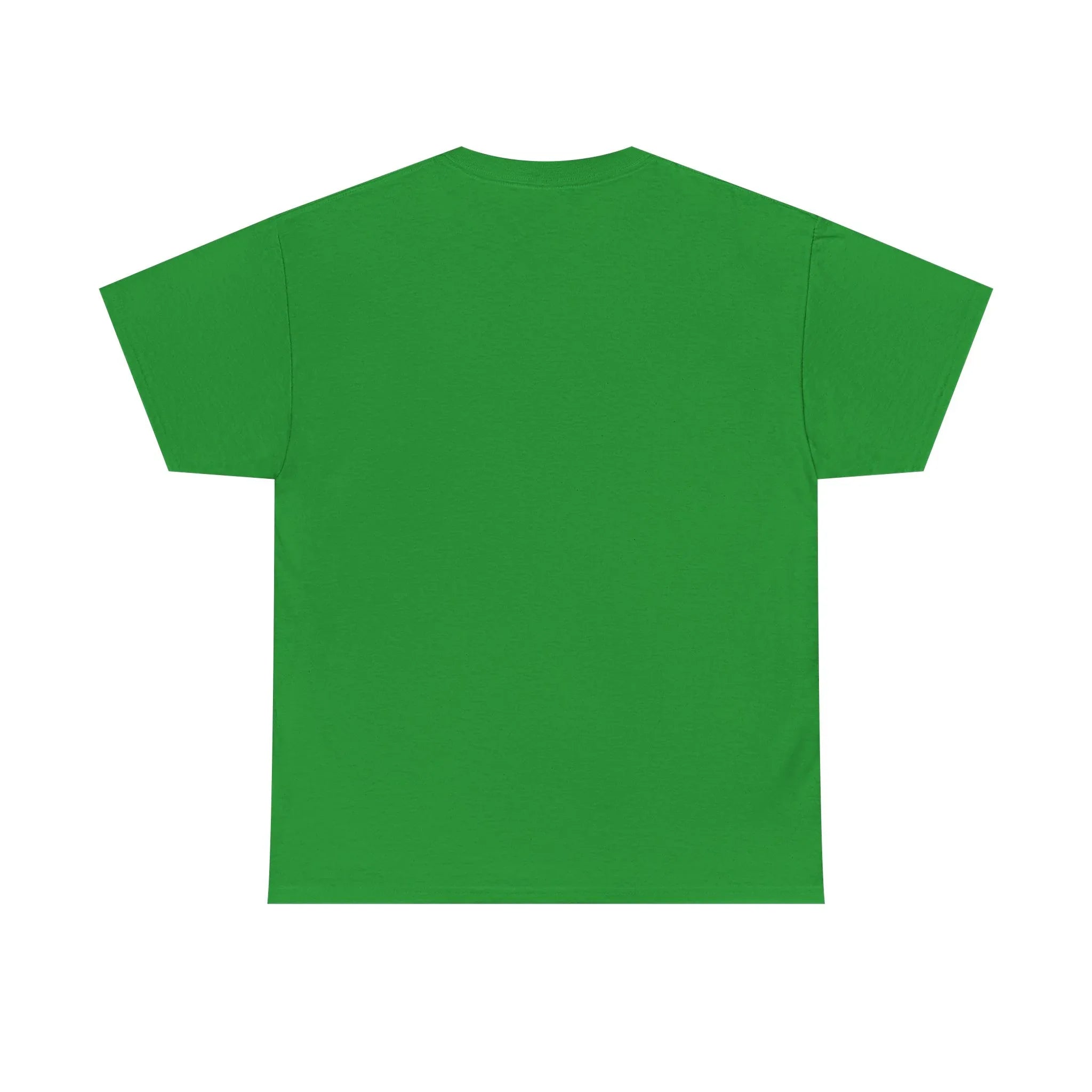 Bright green unisex heavy cotton t-shirt with crew neck and short sleeves, back