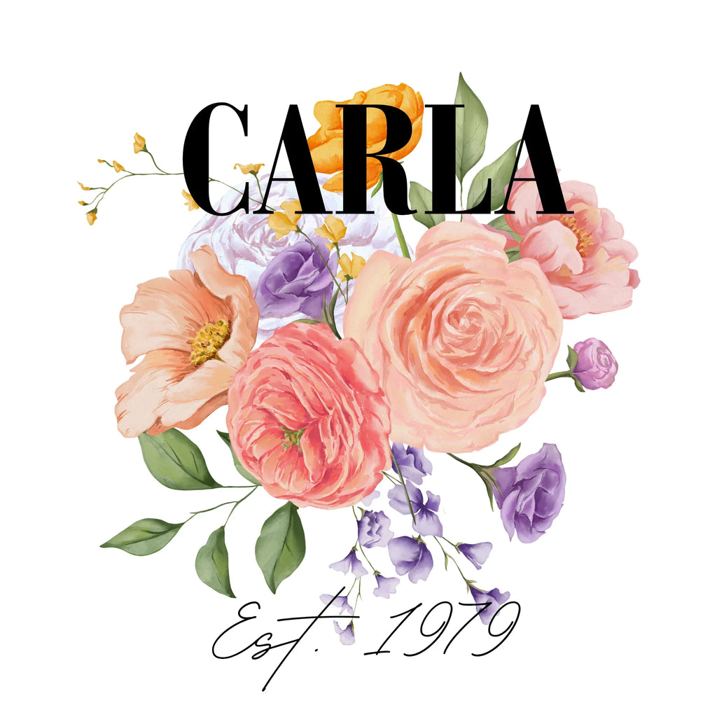 Personalised Floral Tote Bag | Custom Name, Text & Date | Choose Rose Colours | Eco Gift - Alley Crafters