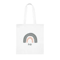 White tote bag with rainbow arch graphic and name Kate