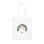 White tote bag with rainbow arch graphic and name Kate