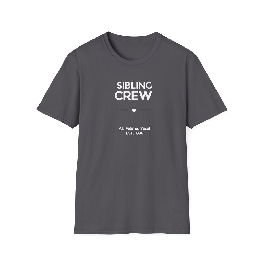 Sibling Crew T-Shirt — Personalised Names & EST. Date Family Tee