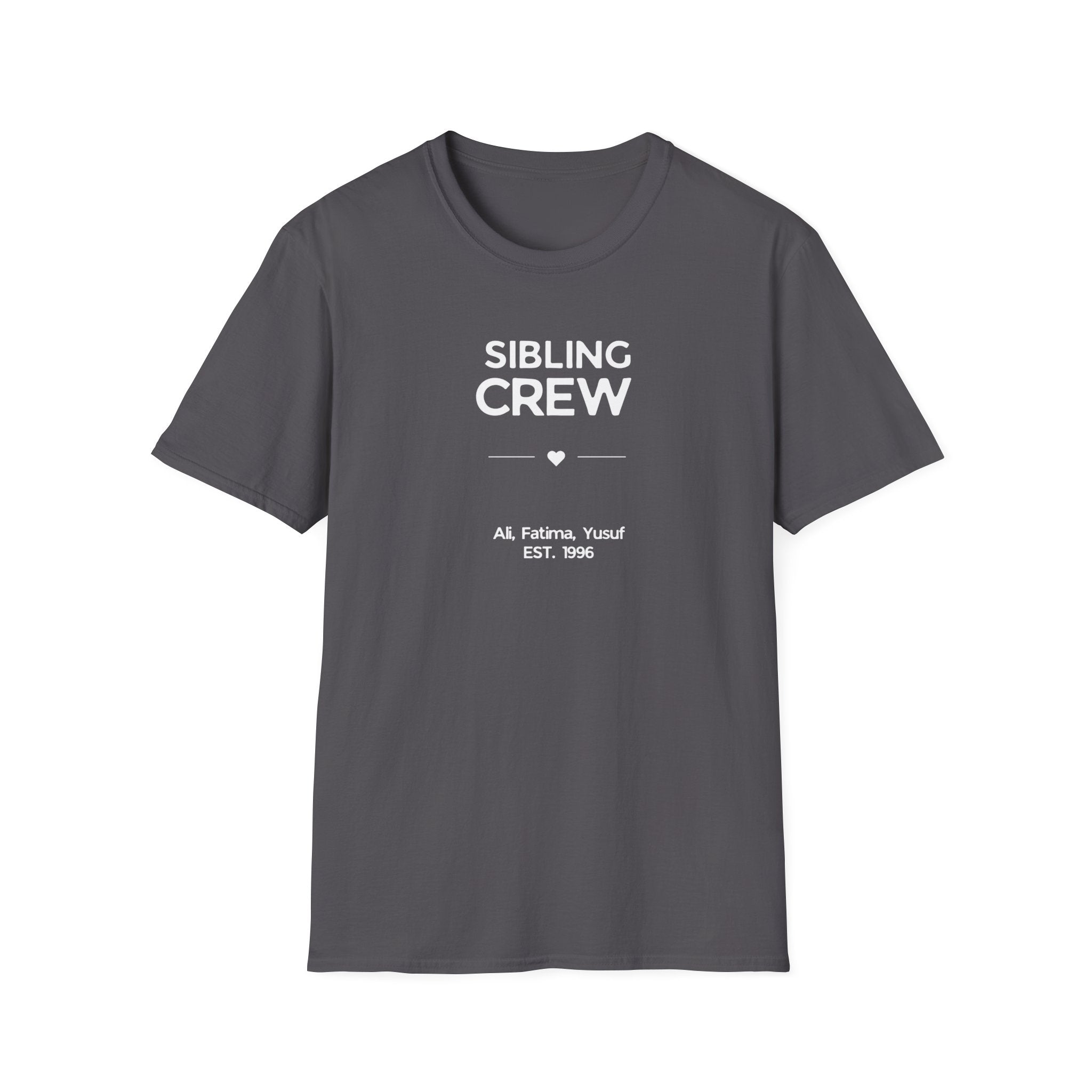 Sibling Crew T-Shirt — Personalised Names & EST. Date Family Tee