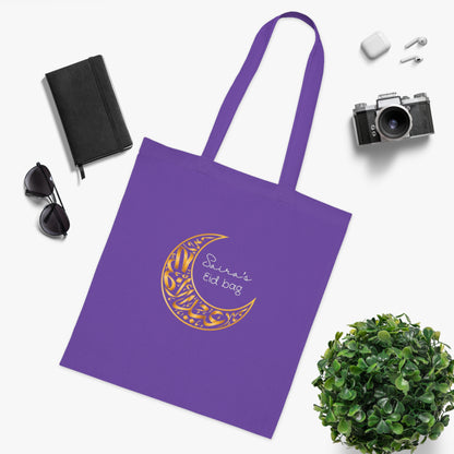 Personalised Eid Tote Bag | Custom Name Gold Crescent Moon Cotton Bag | Islamic Gift