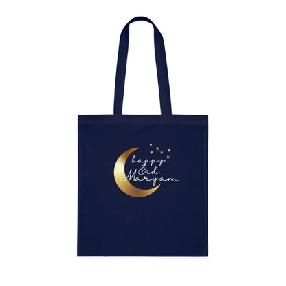 Personalised Happy Eid Tote Bag | Custom Name Moon & Stars Cotton Bag | Islamic Eid Gift